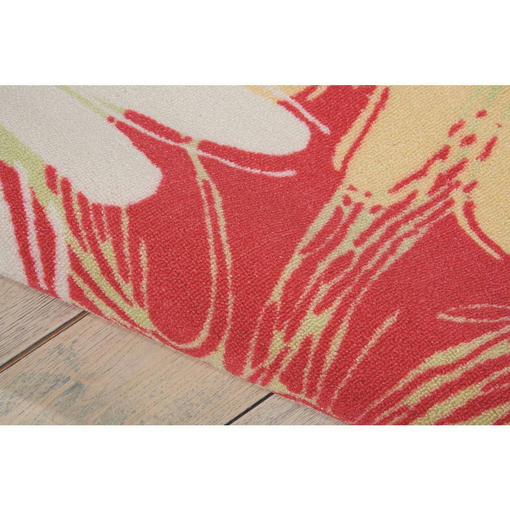 Lime Green Floral Sketch 5' x 7' Easy-Care Synthetic Area Rug