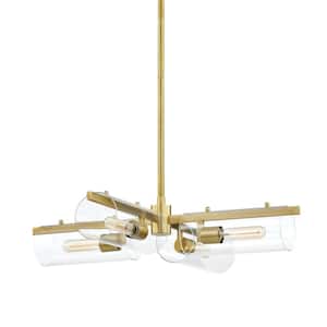 Ariel 4-Light Aged Brass Chandelier with Clear Shade