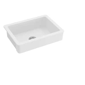 33 in. Drop in Farmhouse Single Bowl Front White Ceramic Kitchen Sink