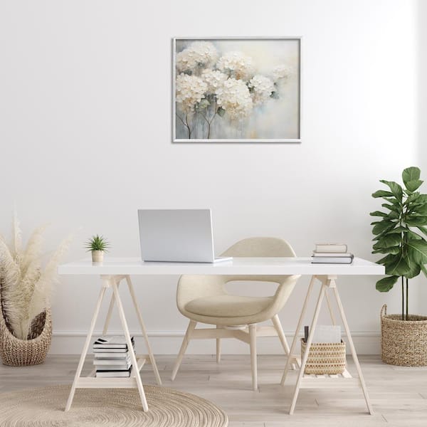 Subtle Fading White Hydrangeas by Arlington Prints White Framed Nature Giclee Art Print 24 in. x 30 in.
