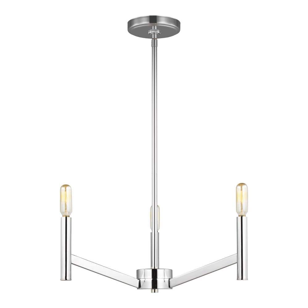 Vector Chrome 3-Light Sleek Industrial Chandelier