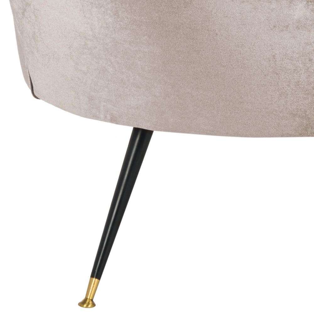 Hazelwood Gray Velvet Barrel Accent Chair with Gold Cap Legs
