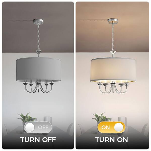YANSUN 20 in. 5-Light Chrome Candle Style Empire Chandelier with