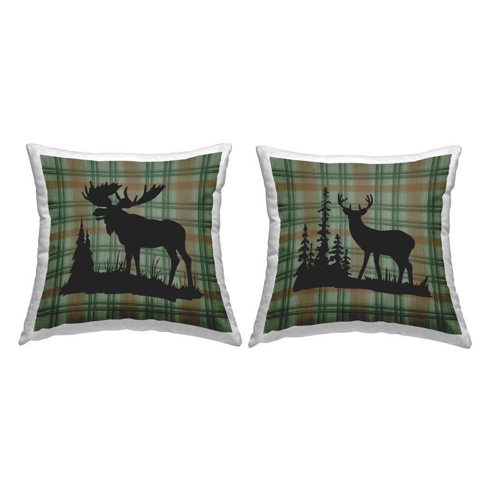 Plaid Woodland Animals Green Plaid Polyester 18 in. x 18 in. Throw Pillow Set of 2 price history on PriceWatchPro