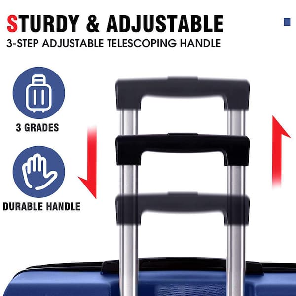 Merax 25.8 in. Blue ABS Hardside Luggage Double Spinner Suitcase