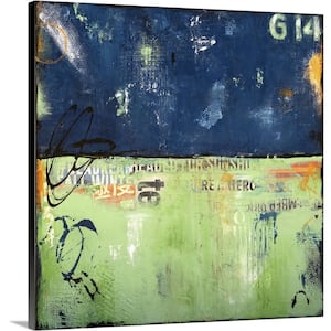 Great Big Canvas Oil Painting Yellow and Blue Print Wall Art