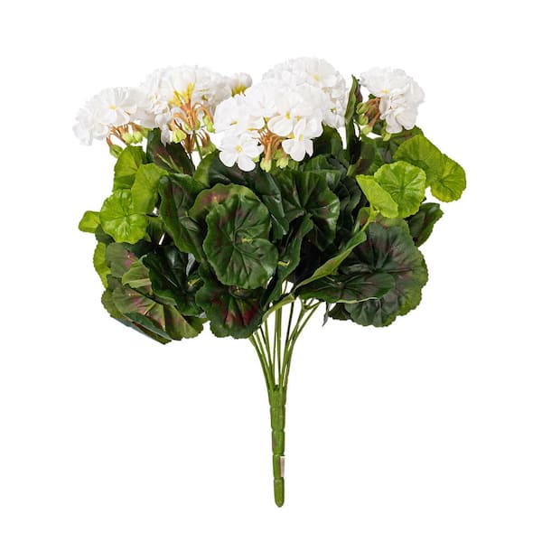 Vickerman 17 .5 in Artificial White Polyester Geranium Bush X 12