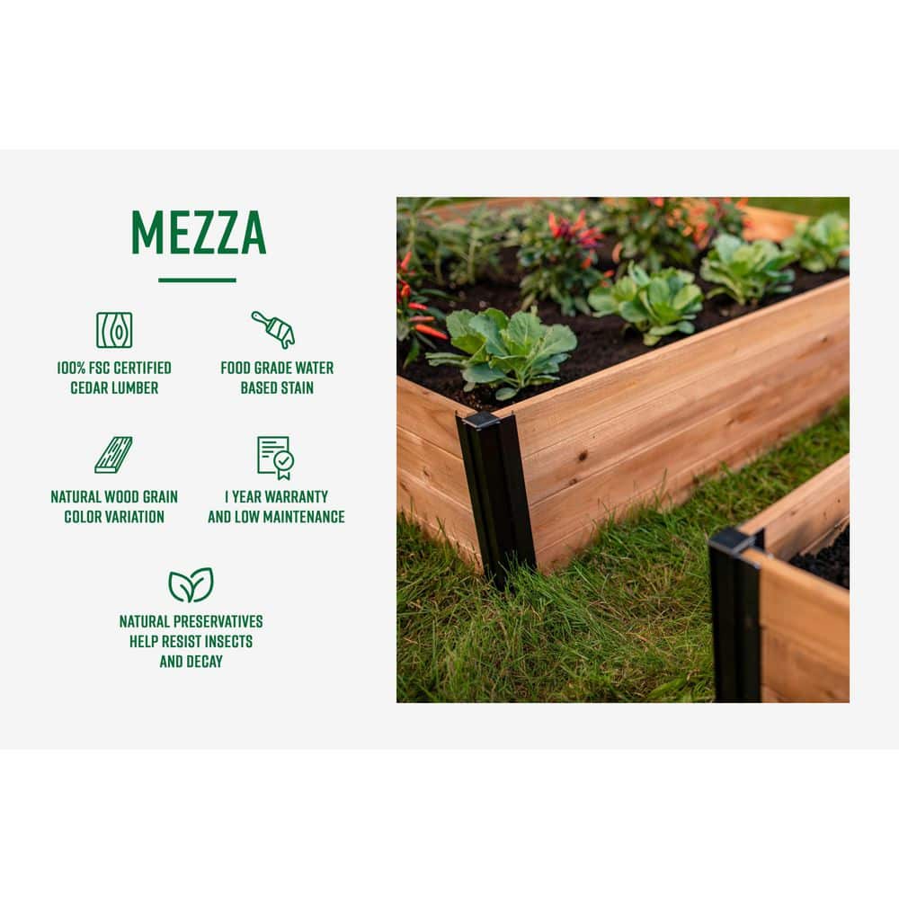 Mezza 42" Cedar Raised Herb Garden Bed with Black Aluminum Posts