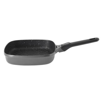 GEM Stay Cool 10 in. Cast Aluminum Nonstick Grill Pan in Gray