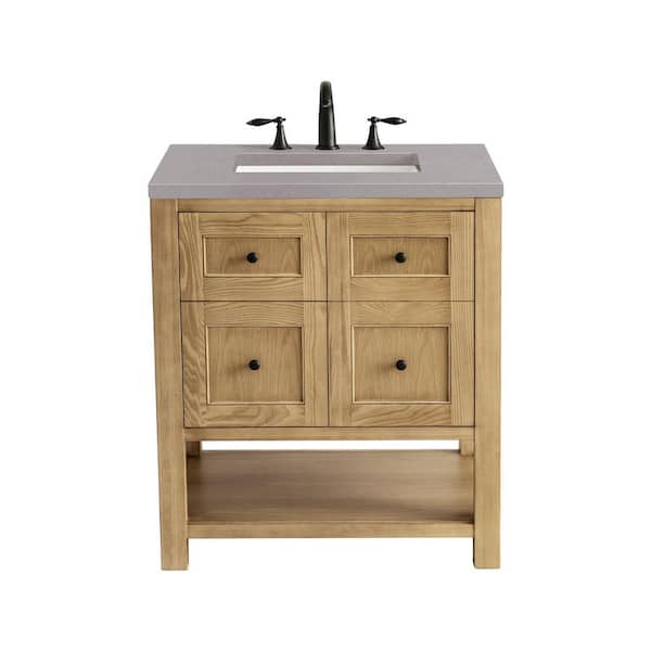 James Martin Vanities Breckenridge 30.0 in. W x 23.5 in. D x 34.2 in. H Bathroom Vanity in Light Natural Oak with Grey Expo Quartz Top