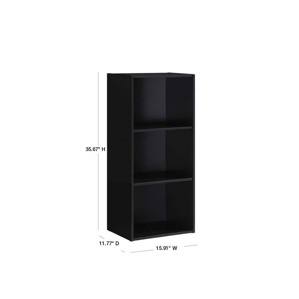 Kids' Playroom Black Bookcase with Cubes and Doors