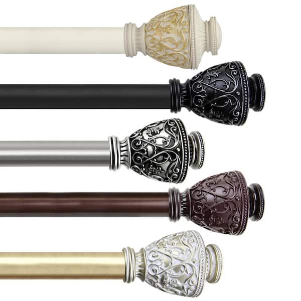 Rod Desyne Veda 160 in. - 240 in. Adjustable 1 in. Dia Single Curtain Rod in Mahogany