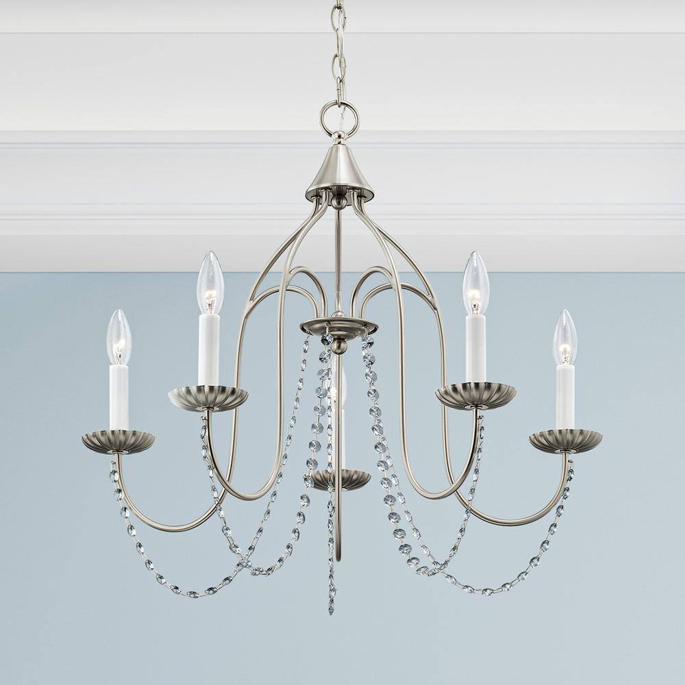 Alessia Brushed Nickel 5-Light Crystal Chandelier