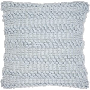 Life Styles Sky 20 in. x 20 in. Square Farmhouse Textured Cotton Striped Throw Pillow