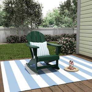 Laguna Fade Resistant Outdoor Patio HDPE Poly Plastic Adirondack Porch Rocking Chair in Dark Green