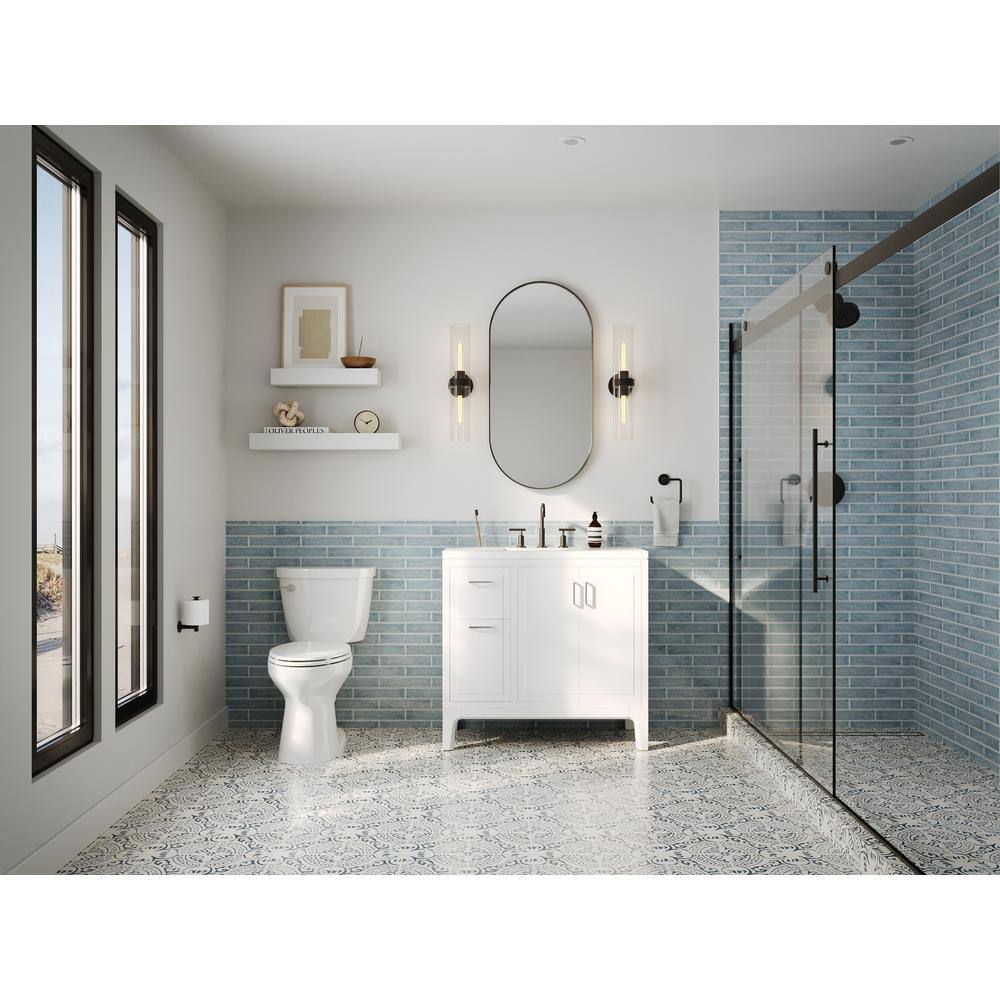 Matte Black 8.5" Ultra-Glide Ceramic Widespread Bathroom Faucet