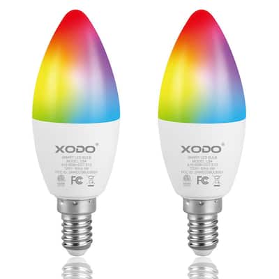 5W(30W Equivalent)C37 E12 Smart WiFi White and Color Ambiance Dimmable Candelabra LED Light Bulb- Multi Color(2-Pack)