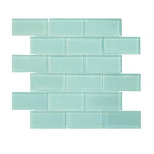 Tiffany May Turquoise 11.625 in. x 11.75 in. Interlocking Glossy Glass Mosaic Tile (9.48 sq. ft./Case)