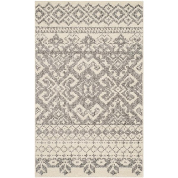 SAFAVIEH Adirondack Ivory/Silver Doormat 3 ft. x 5 ft. Geometric Diamond Area Rug