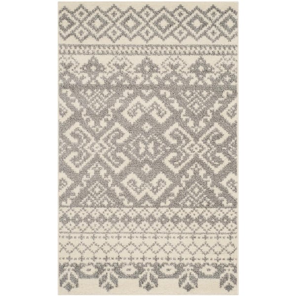 SAFAVIEH Adirondack Ivory/Silver Doormat 3 ft. x 5 ft. Geometric Diamond Area Rug