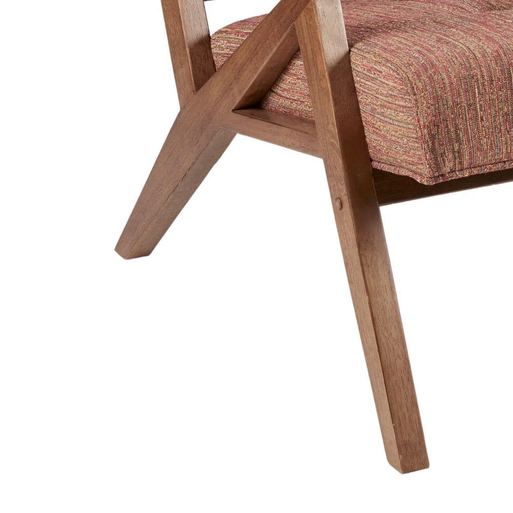 Desi Modern Orange Microfiber Wood Accent Chair