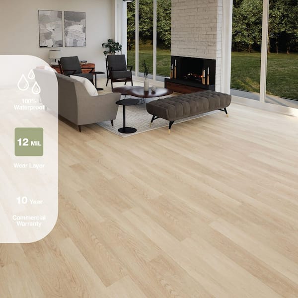 Crater Lake Oak 12 MIL x 7.1 in. W x 48 in. L Click Lock Waterproof Luxury Vinyl Plank Flooring (23.4 sq. ft./case)