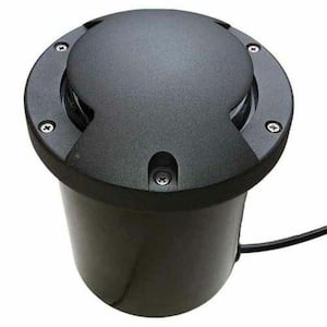 Black Hardwired Weather Resistant Well light with LED Light Bulb and Bi-Directional Cover
