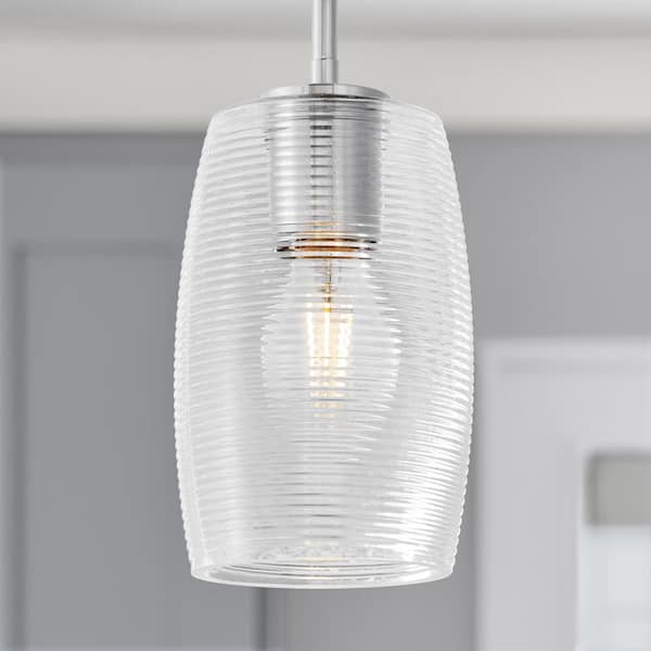 7.87 in. Clear Glass Cylindrical Pendant Light Shade With 2.25 in. Lip Fitter