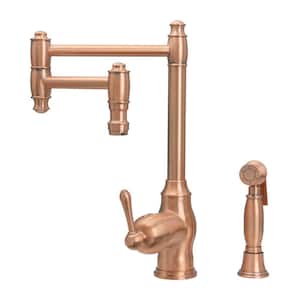 Deck-Mounted Pot Filler Faucet with Side Sprayer in Copper