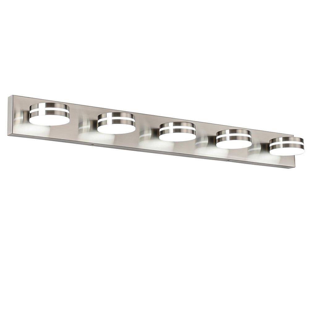 40.6 in. 5-Light Nickel LED Vanity Light with Rotatable Heads, Dimmable 5500K Bright White price history on PriceWatchPro