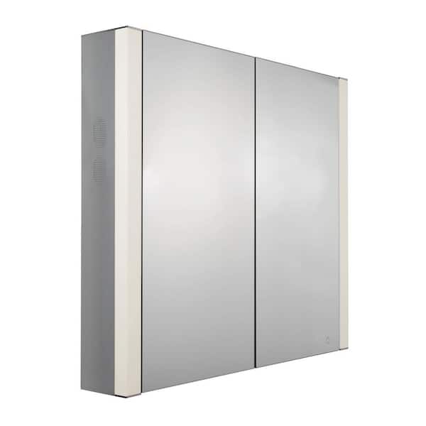 Whitehaus Collection Musichaus 27-1/2 in. W x 31-1/2 in. H x 6 in. D Surface-Mount Medicine Cabinet in Anodized Aluminum