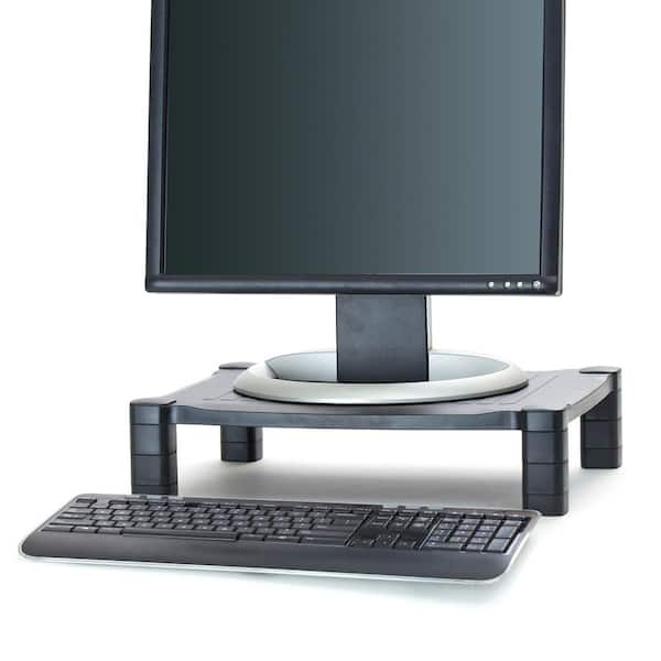 Mind Reader Dual Monitor Stand Plastic Height Adjustable 6 12 H x 11 W x 38  12 D Black - Office Depot