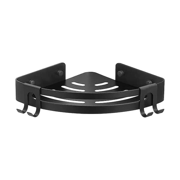 Flynama 2-Pack Wall Mounted Shower Organizer Corner Shelf Shower Caddy in Black