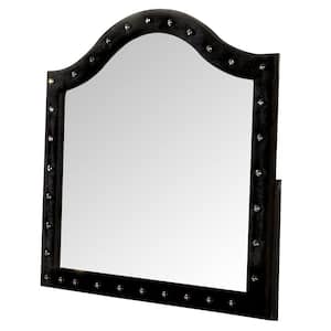 38.5 in. H x 44 in. W Rectangle Wood Framed Modern Black Wall Mirror with Velvet Wrapping Button Tufting