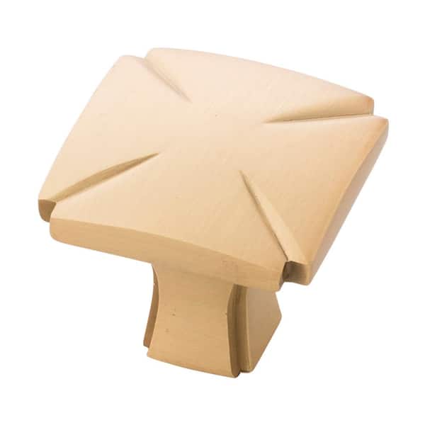 Bridges 1-3/16 in. Square Brushed Golden Brass Cabinet Knob (10-Pack)