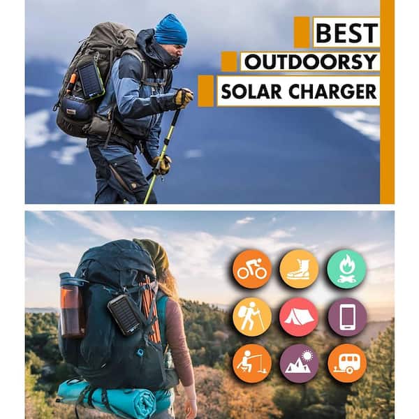 Vrbgify Solar Portable Charger Power Bank 20,000mAh with Compass