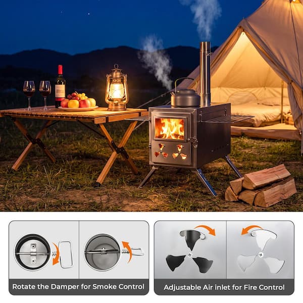 BOZTIY Upgraded Wood Stove Portable Hot Tent Stove Wood Fired with
