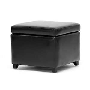 Chris Traditional Black Leather Upholstered Ottoman