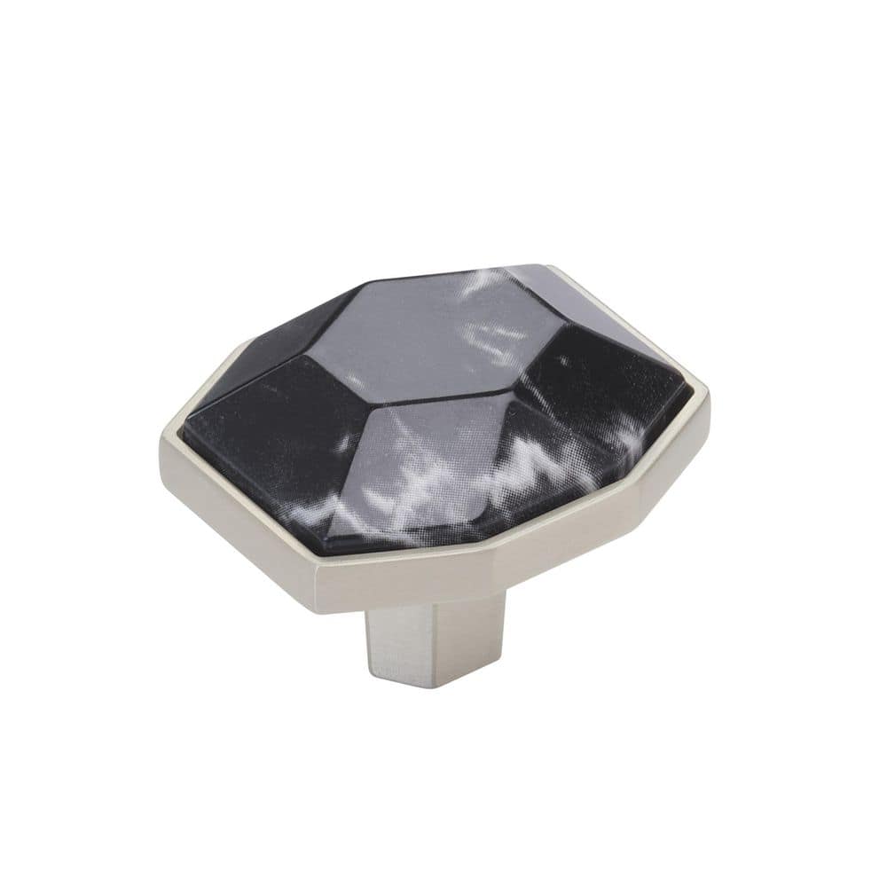 Carrione 1-5/8 in. (41 mm) Length Marble Black/Satin Nickel Modern Geometric Cabinet Knob price history on PriceWatchPro