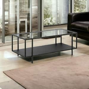 45 in. Chrome Rectangle Glass Coffee Table with Shelves;Storage