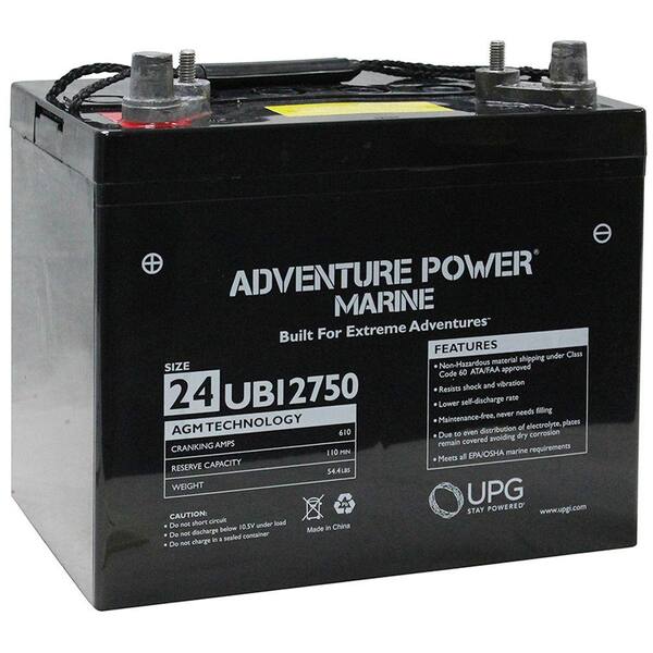 UPG Series 24 75 Ah 12-Volt Sealed Lead Acid (SLA) AGM Rechargeable Marine Post Battery