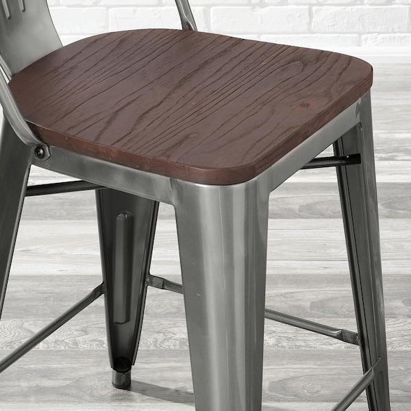 StyleWell Finwick Gunmetal Gray Backed Counter Stool with Dark