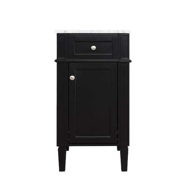 Unbranded Simply Living 18 in. W x 19 in. D x 35 in. H Bath Vanity in Black with Carrara White Marble Top