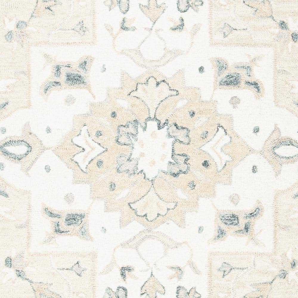 Beige and Ivory Hand-Tufted Wool Area Rug, 4' x 6'