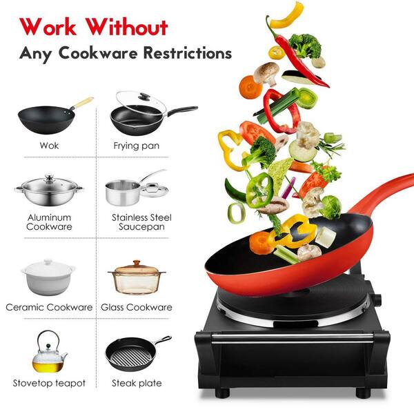 1500W Portable Heating Hot Plate Stove Countertop with Non Slip Rubber | Black