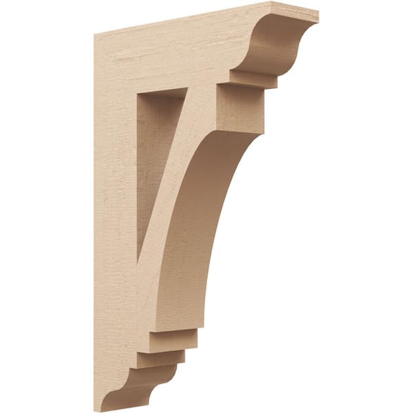 Ekena Millwork 5.5 in. x 32 in. x 20 in. Imperial Traditional Rough Cedar Woodgrain Timberthane Polyurethane Bracket, Primed Tan