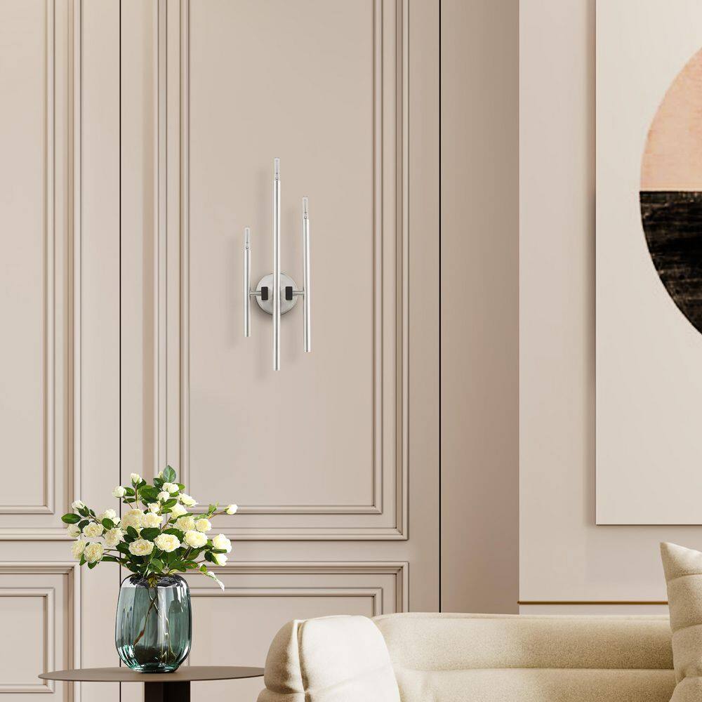 Scandinavian Brushed Nickel 3-Light Direct Wired Sconce