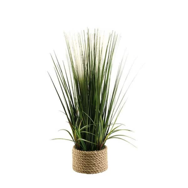 30 in. Artificial Plant Mixed Grasses in Woven Basket Planter-Realistic Faux Shrub Arrangement for Rustic Home Decor