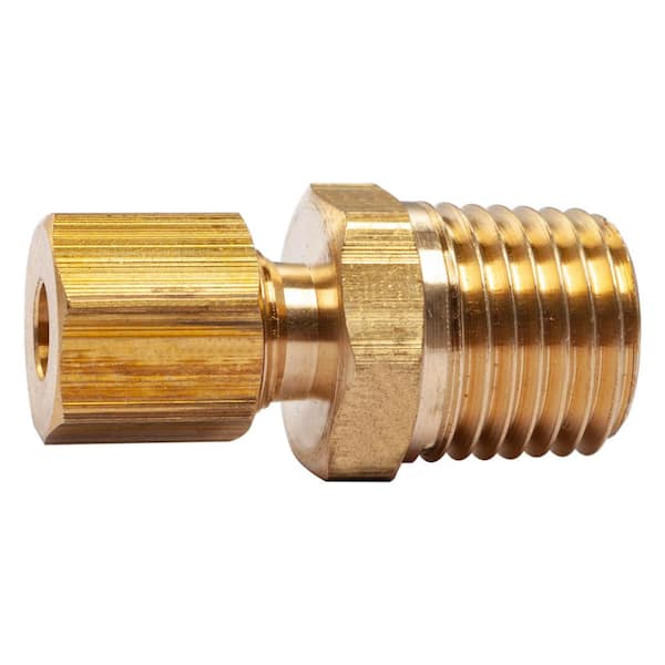 LTWFITTING Brass 1/4-Inch OD x 1/8-Inch Male NPT Compression Connector  Fitting(Pack of 5)