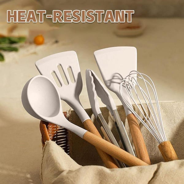 33-Piece Kitchen Cooking Utensils Set with Wooden Handle, Non